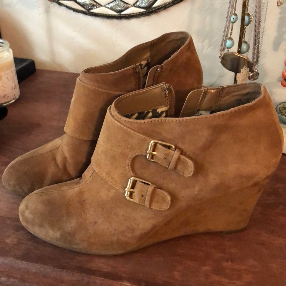 Adorable Calf Suede buckle booties